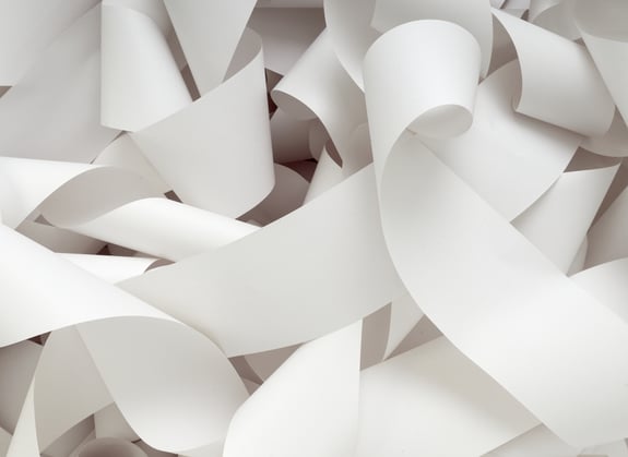 close up of a roll of accounting paper